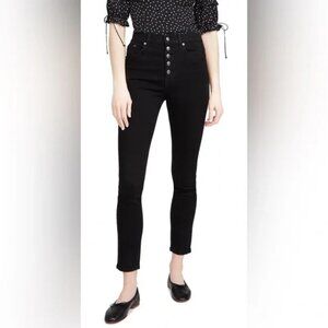 Reformation Harper Button Fly High Rise Skinny Jeans Black